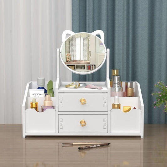 Boîte de Rangement pour Maquillage de Bureau – Tiroir Cosmétique avec Miroir pour Table de Maquillage